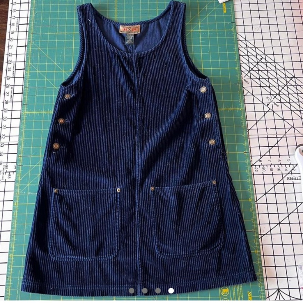 Vintage corduroy blue mini dress